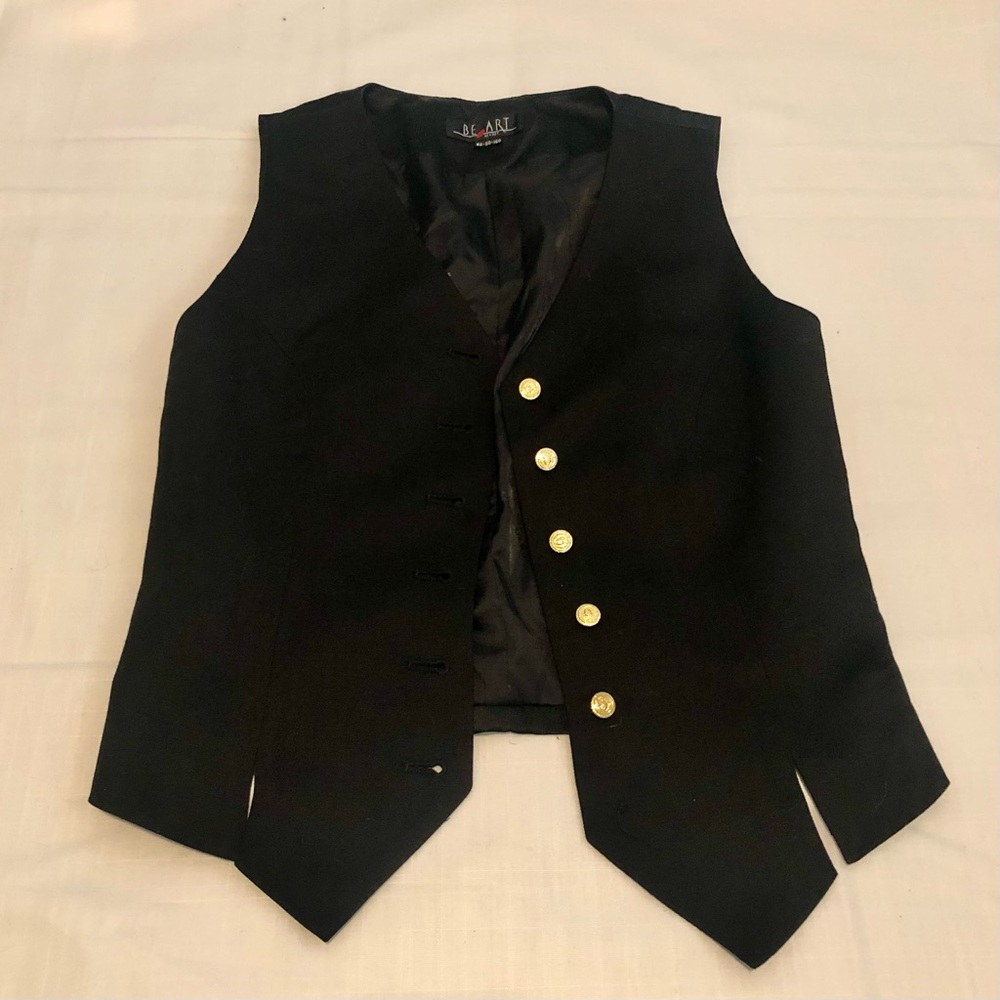 Vintage Black Tuxedo Vest w Gold Buttons